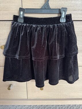 Crewcuts Black Velvet Tiered Sparkle Skirt
